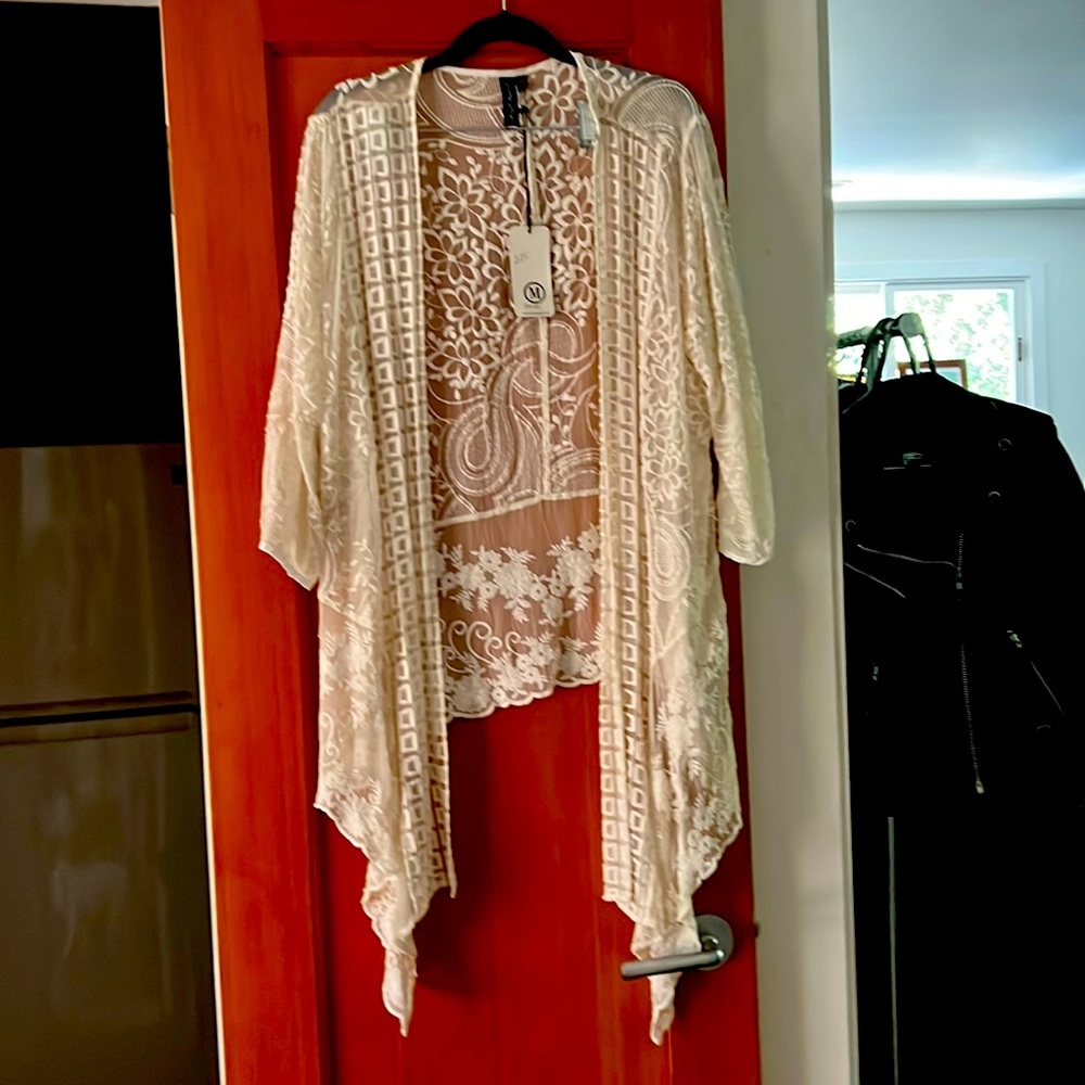 NWT Boho lace crochet kimono festival jacket
